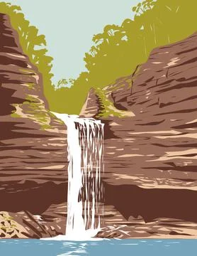 Petit Jean State Park with Cedar Falls in Conway County Adjacent to the Arkan Illustrazione stock