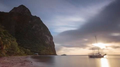 Petit Piton Sunset Stock Photos