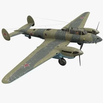 Petlyakov Pe-2I Russian World War II Bomber 3D Model