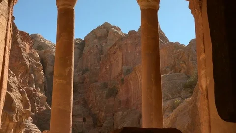 Petra from inside, columns Stock Footage 83611117