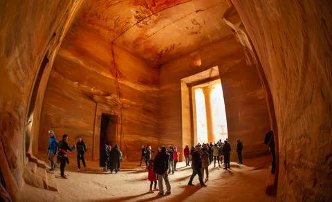 Petra Jordan inside the monastery Stock Photos
