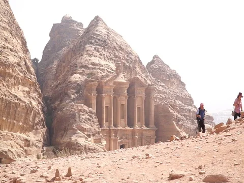 Petra / Jordan - Oct 2018: Monastery Temple Tomb in Petra, Jordan. Stock Footage 104365332