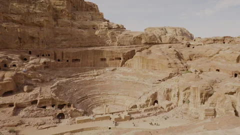 Petra Theater carved out of solid rock Stock Video Pond5