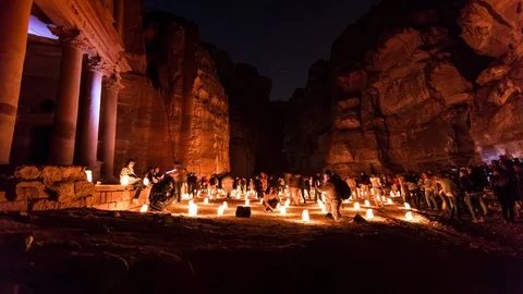 Petra Treasury at Night Stock-Footage 87247131