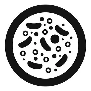 Petri dish with bacteria showing different shapes and sizes icon Stock Illustration