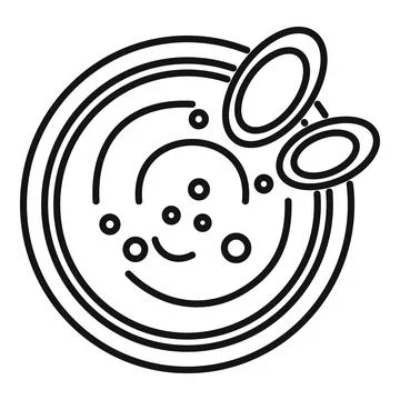 Petri dish with growing bacteria under microscope presenting scientific research Stock Illustration