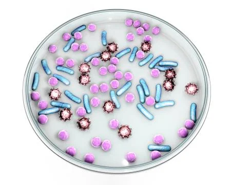 Petri dish with microbes Illustrazione stock
