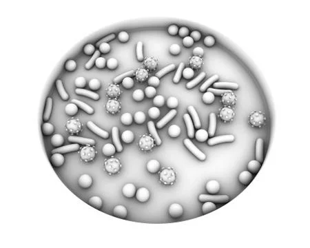 Petri dish with microbes Illustrazione stock