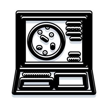 Petri dish science experiment on technological device Stock Illustration