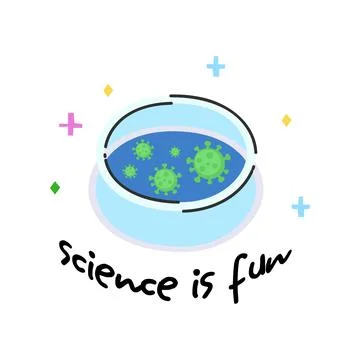 Petri Dish Science Is Fun Illustration, Microbiology Bacteria Clipart, Lab .. Stock Illustration