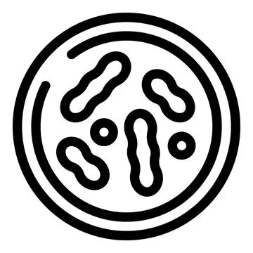 Petri dish showing growing bacteria under microscope Stock Illustration