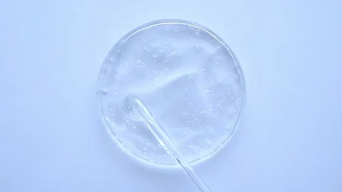 Petri dish with a transparent texture of serum gel on a light background Stock Footage 200669564