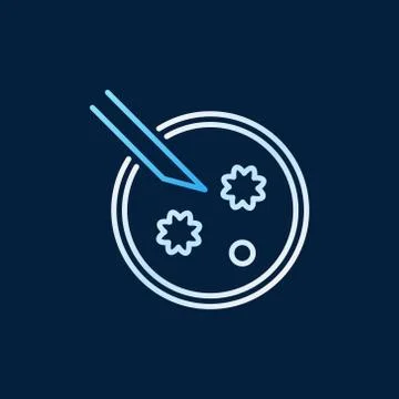 Petri Dish vector colored outline icon on dark background Stock Illustration
