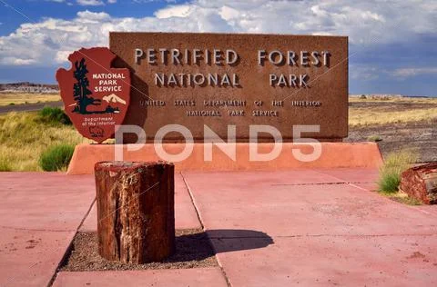 Petrified forest national park entrance Stock Photos
