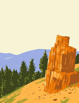 Petrified Tree Found Off the Grand Loop Road North of Tower-Roosevelt Junctio Illustrazione stock