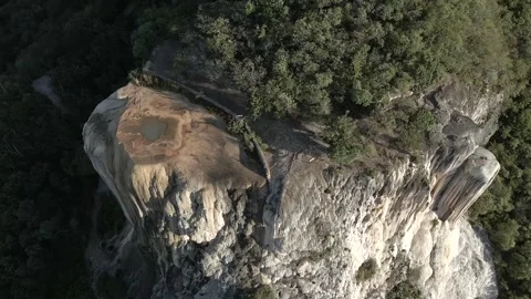 Petrified waterfall cliff and small mineral pool at Hierve el Agua, Oaxaca. Stock Footage 337856740