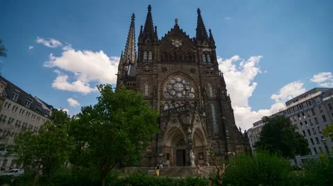 Petrikirche Leipzig Timelapse 4K Stock Footage 40520354