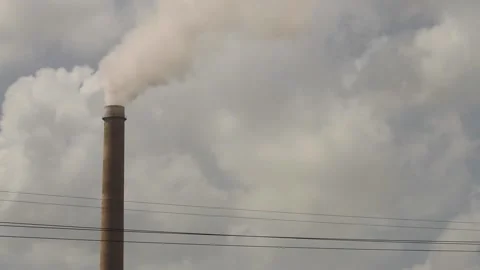 Petro chemical chimney stack pouring out pollution Video stock 198194442