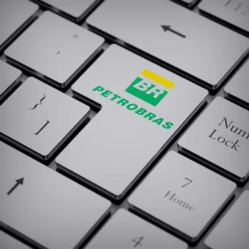Petrobras logo notebook keycap 3d illustration stock market editorial Stock Photos