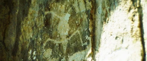 Petroglyph ancient spider-man Stock Footage 168251614