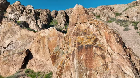 The petroglyphs of Tamgaly Tas dated to the second half of the 17th century. Stock Footage 240913151