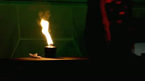 Petrol Flame with a Performer Stock Footage 10898510