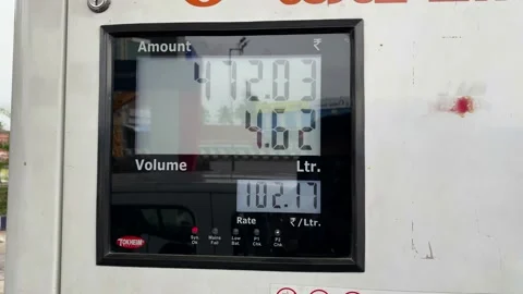 Petrol pump, fuel pump meter at gas or petrol station Stock Footage 167701278