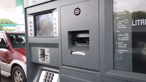 Petrol receipt using a credit card that was printed automatically Stock Footage 107445900