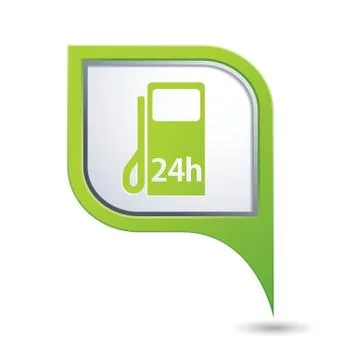 Petrol station 24h GREEN pointer Stock Illustration