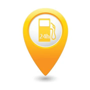 Petrol station 24h MAP pointer yellow Stock Illustration