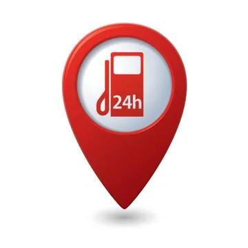 Petrol station 24h RED pointer Stock Illustration