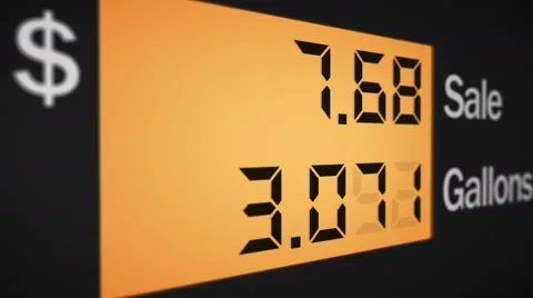 Petrol station pump display, left view, 4K Stock Footage 57629788