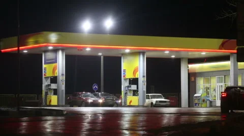 Petrol station serving customers Stock Footage 58847566