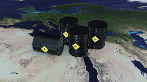 Petroleum Barrels on Global Map Stock Illustration