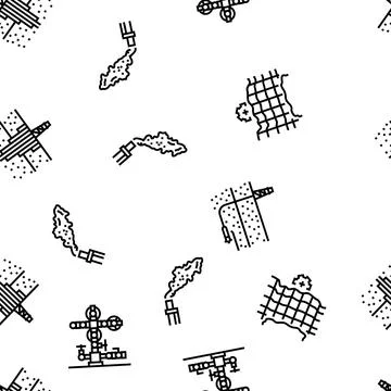 Petroleum engineer oil industry vector seamless pattern Stock Illustration