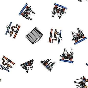 Petroleum engineer oil industry vector seamless pattern Illustrazione stock