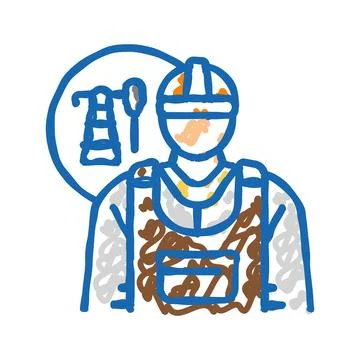 Petroleum engineer technology icon doodle illustration Illustrazione stock