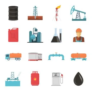 Petroleum Industry Icon Set Stock Illustration