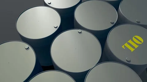 Petroleum Oil Containers Arranged in a Row Vidéo 333589286