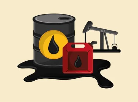 Petroleum oil extraction and refinement related icons image Stock Illustration