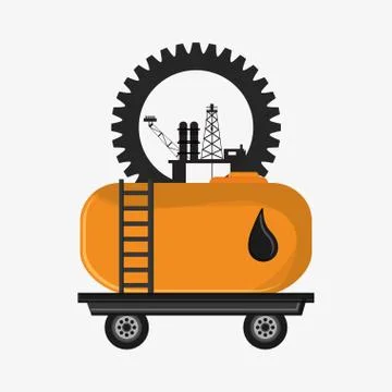 Petroleum oil extraction and refinement related icons image Stock Illustration