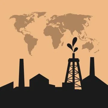 Petroleum oil extraction and refinement related icons image Stock Illustration