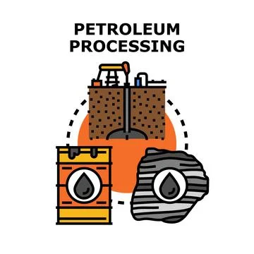 Petroleum processing lifecycle with crude oil extraction Stock-Illustration