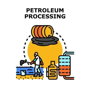 Petroleum processing, refining, and oil spill cleanup Stock Illustration