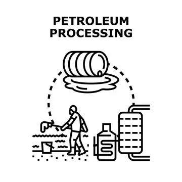 Petroleum processing, refining, and oil spill cleanup 스톡 일러스트