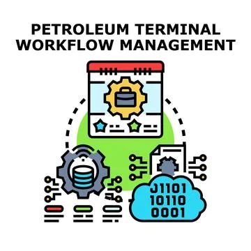 Petroleum terminal workflow management optimizing industry processes and data Stock Illustration