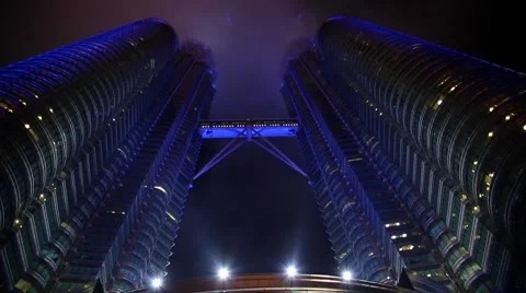 Petronas Towers at night Stock Footage 44124696