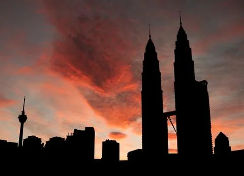 Petronas towers at sunset Stock Illustration