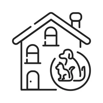 Pets allowed black line icon. Indicates whether pets are allowed to enter the Ilustración de archivo