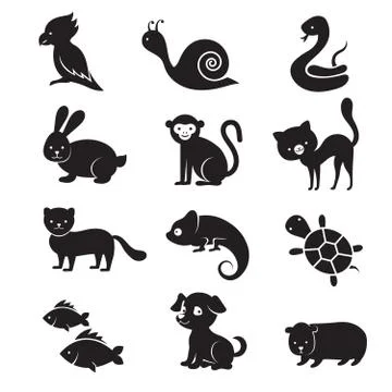 Pets and home animals vector icons Stock Illustration